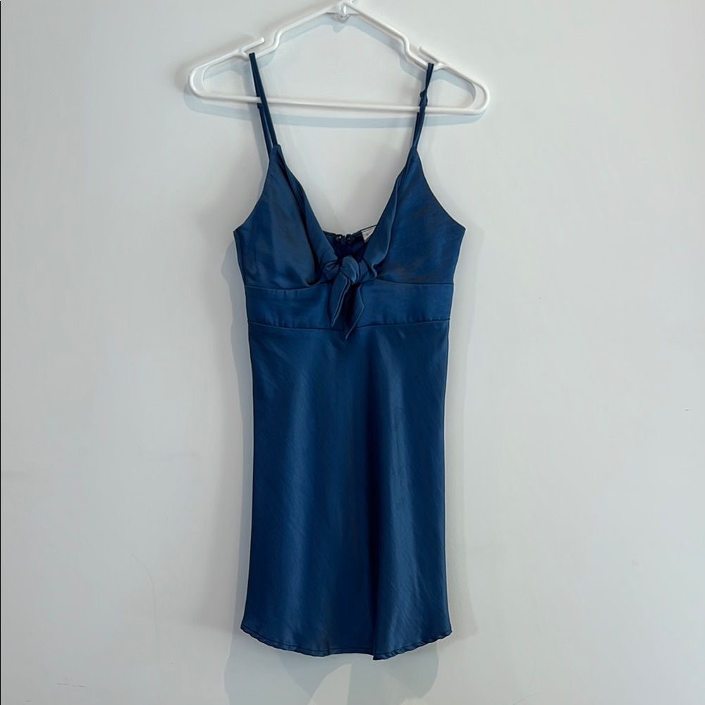 Satin Spring Mini Dress XS Selfie Leslie Navy